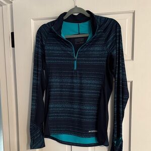 Patagonia Teal and Black Half-Zip Pullover